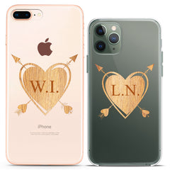 Lex Altern TPU Silicone Couple Case Wodden Hearts