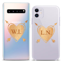 Lex Altern TPU Silicone Couple Case Wodden Hearts