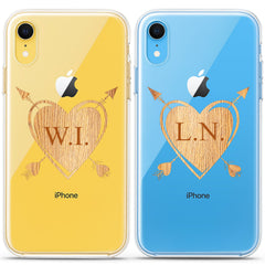 Lex Altern TPU Silicone Couple Case Wodden Hearts