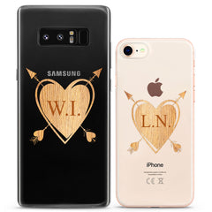 Lex Altern TPU Silicone Couple Case Wodden Hearts