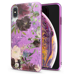 Lex Altern iPhone Glitter Case Purple Flowers