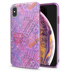 Lex Altern iPhone Glitter Case Travel Pattern