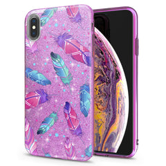 Lex Altern iPhone Glitter Case Bright Pink Feathers