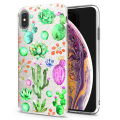 Lex Altern iPhone Glitter Case Green Cactuses