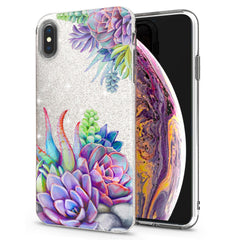 Lex Altern iPhone Glitter Case Violet Succulent