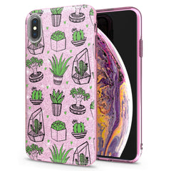 Lex Altern iPhone Glitter Case Potted Cacti Art