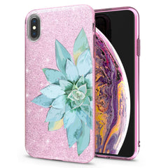 Lex Altern iPhone Glitter Case Watercolor Succulent