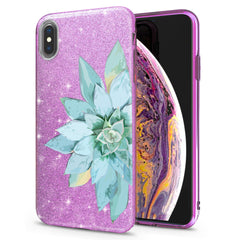 Lex Altern iPhone Glitter Case Watercolor Succulent