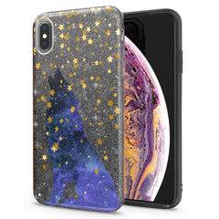 Lex Altern iPhone Glitter Case Howling Wolf Stars Pattern