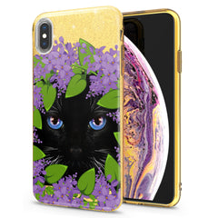 Lex Altern iPhone Glitter Case Floral Black Cat