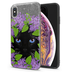 Lex Altern iPhone Glitter Case Floral Black Cat