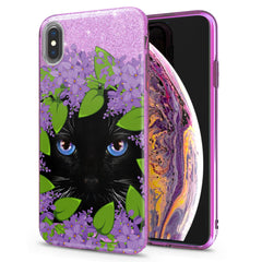 Lex Altern iPhone Glitter Case Floral Black Cat