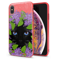 Lex Altern iPhone Glitter Case Floral Black Cat