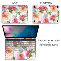 Lex Altern Vinyl MacBook Skin Watercolor Peony Theme