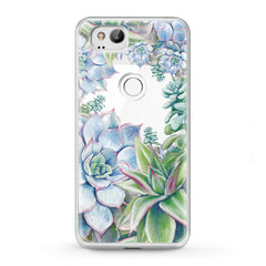 Lex Altern TPU Silicone Google Pixel Case Blue Succulent