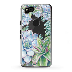 Lex Altern Google Pixel Case Blue Succulent