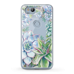 Lex Altern TPU Silicone Google Pixel Case Blue Succulent