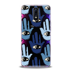 Lex Altern TPU Silicone Oppo Case Blue Hamsa Pattern