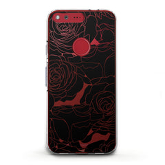 Lex Altern TPU Silicone Google Pixel Case Black Graphic Roses