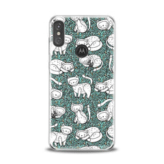 Lex Altern TPU Silicone Motorola Case White Drawing Cats