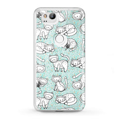 Lex Altern TPU Silicone Google Pixel Case White Drawing Cats