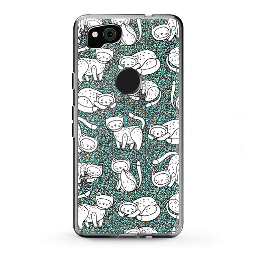 Lex Altern Google Pixel Case White Drawing Cats