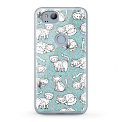 Lex Altern TPU Silicone Google Pixel Case White Drawing Cats