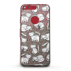 Lex Altern TPU Silicone Google Pixel Case White Drawing Cats