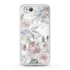 Lex Altern TPU Silicone Google Pixel Case Drawing Flowers