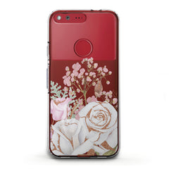 Lex Altern TPU Silicone Google Pixel Case White Rose Pattern