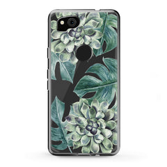 Lex Altern TPU Silicone Google Pixel Case Green Leaves Bloom