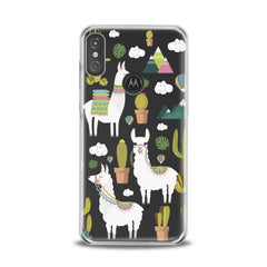 Lex Altern TPU Silicone Motorola Case White Llama Pattern