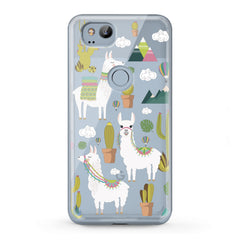 Lex Altern TPU Silicone Google Pixel Case White Llama Pattern