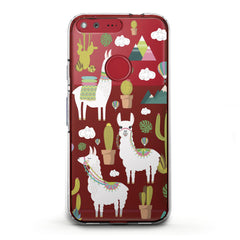 Lex Altern TPU Silicone Google Pixel Case White Llama Pattern