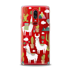 Lex Altern TPU Silicone OnePlus Case White Llama Pattern