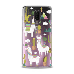 Lex Altern TPU Silicone OnePlus Case White Llama Pattern