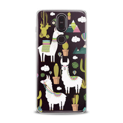 Lex Altern TPU Silicone Nokia Case White Llama Pattern