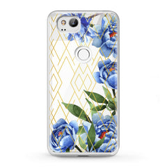 Lex Altern TPU Silicone Google Pixel Case Blue Peony