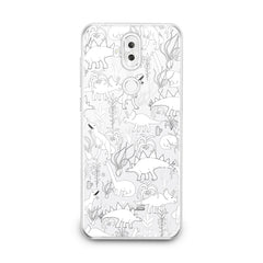 Lex Altern TPU Silicone Asus Zenfone Case White Printed Dinos