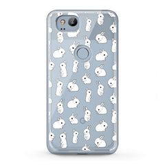 Lex Altern TPU Silicone Google Pixel Case Cute White Bunnies Pattern