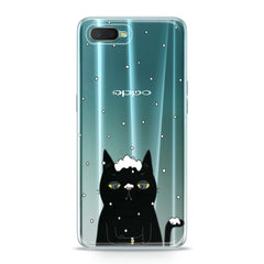 Lex Altern TPU Silicone Oppo Case Black Snowy Cat