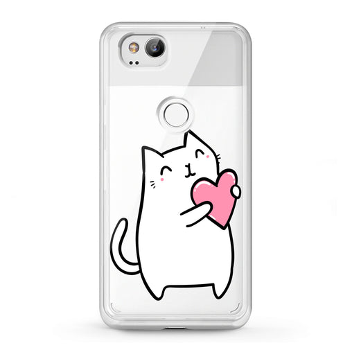 Lex Altern Google Pixel Case White Lovely Feline