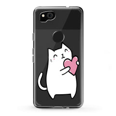 Lex Altern TPU Silicone Google Pixel Case White Lovely Feline