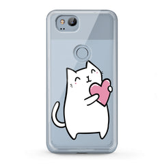 Lex Altern TPU Silicone Google Pixel Case White Lovely Feline