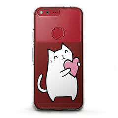 Lex Altern TPU Silicone Google Pixel Case White Lovely Feline