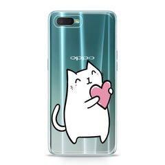 Lex Altern TPU Silicone Oppo Case White Lovely Feline