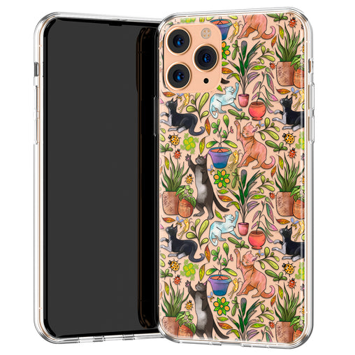 Phone Case with New Illustration Cats and Plants 1